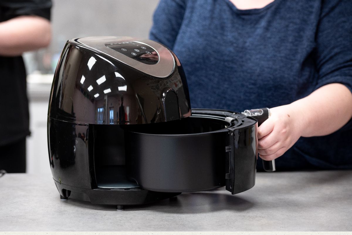 An air fryer being using in a community kitchen